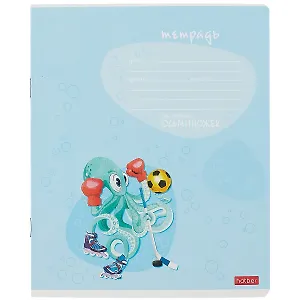 Тетрадь в косую линейку Hatber, "Осьминожки", 12 листов, в ассортименте