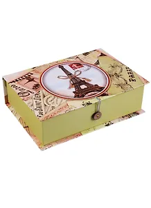 Шкатулка-книга с пуговицей картон S Эйфелева башня с бантом (18,5х12х5см) (12-Kairui-BB2017-01