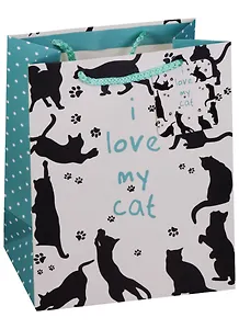 Пакет подарочный бумажный А5 23*18*10 "Кошки и горошки"