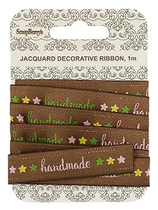 Лента жаккардовая, Handmade кофе, 15мм, 1м, SCB390703