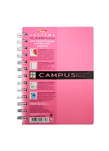 Блокнот А6 120л кл. "CAMPUS" розовая, пласт.обложка, бок.гребень, 3 цв.разделителя, инд.уп., Hatber