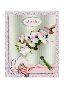 Букетик с камушками, бело-розовый, 6 стеблей (готовые на подложке)