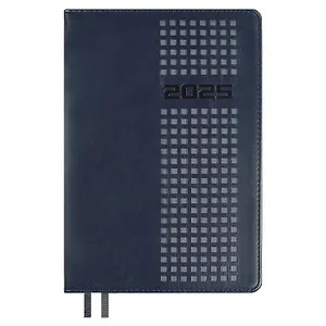 Ежедневник дат. 2025г. А5 176л "Сариф" синий, кожзам, тв.переплет, обложка поролон, дизайн.перфорация, офсет, ляссе