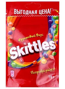 Skittles жевательные конфеты в сахарной глазури Фрукты, 70 г