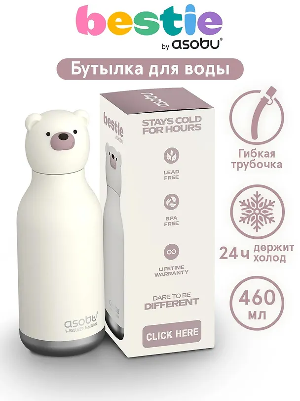 Бутылка для холодных и горячих напитков Asobu Bestie Полярный медведь (460 мл) (69752) 3140827 — 2