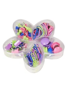 Набор канцелярский "Цветок": кнопки-гвоздики, магниты 20мм, скрепки 28мм, зажимы 15мм, пл.уп., Alldo