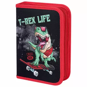 Пенал 1отд. "T-Rex Life" 20*14см, с 2-мя откид. планками, полиэстер, инд. уп. — 3024455 — 1