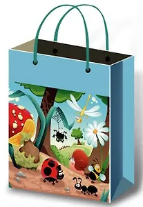 Пакет подарочный бумажный А4 26,4*32,7 ламинат, 3D, блестки, дет.тематика, ассорти L, МегаМАГ