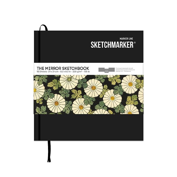 Скетчбук 21*21см 50л Sketchmarker&Pushkinskiy "THE MIRROR" 220г/м2, твердая обложка, черная,Pushkinskiy, Sketchmarker 2951980 — 1