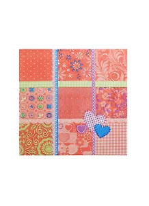 Салфетки для декупажа двухслойные красные с сердцами (311) (33*33) (упаковка)