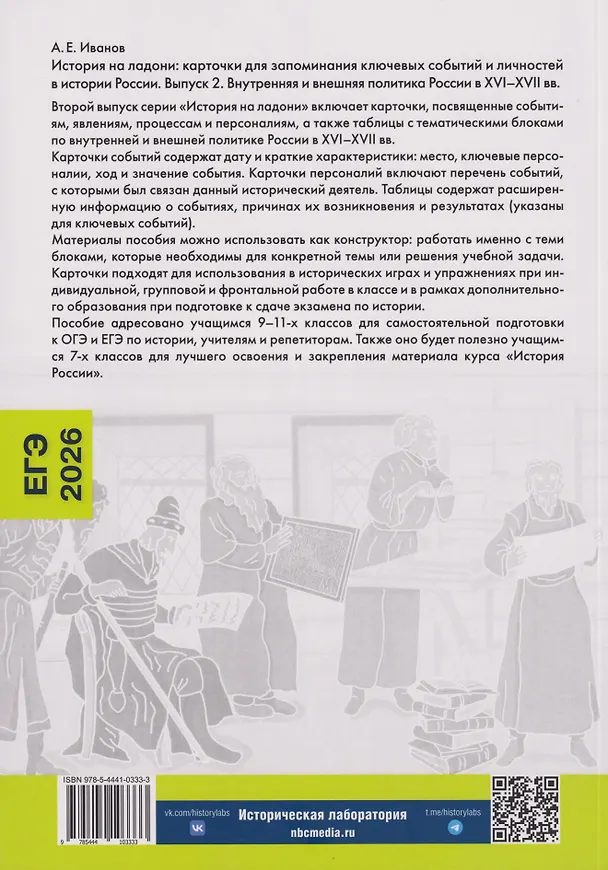 Книга История на ладони. Карточки для запоминания ключевых событий и личностей в истории России. Выпуск 2. Внутренняя и внешняя политика России в XVI–XVII вв. (Андрей Иванов) — 2
