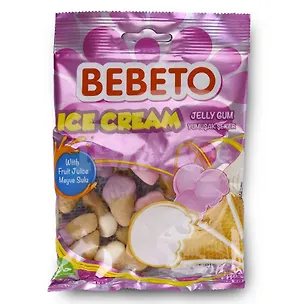 Мармелад BEBETO, ICE CREAM со вкусом вафли, клубники и сливок, 70/80г 3058664