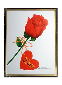 Фоторамка пластик 30*40 "Двойная желтая кайма" темное дерево, гладкая