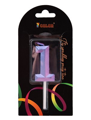 Свеча для торта Цифра 1 Градиент  (4см) (блистер) (12-7color-candle_33) 3137596