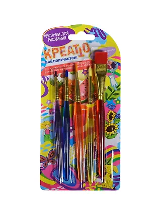 Кисточки для рисования (21197) (5шт) (Креатто) (блистер) 2429011