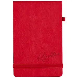 Блокнот 130*200 96л лин. "Reporter" красн.иск.кожа, резинка, петля для ручки, инд.уп.