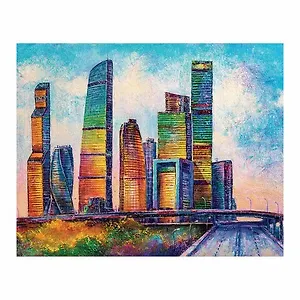 Холст на картоне с контуром BRAUBERG ART CLASSIC Мегаполис, 30х40см, грунтованный, хлопок, 191543