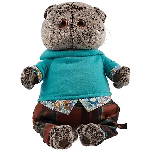 Мягкая игрушка Басик в штанах в клетку (22 см)