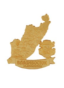 ГС Магнит Владивосток Карта Приморского края зеркальный золото (акрил) (7,5 см)