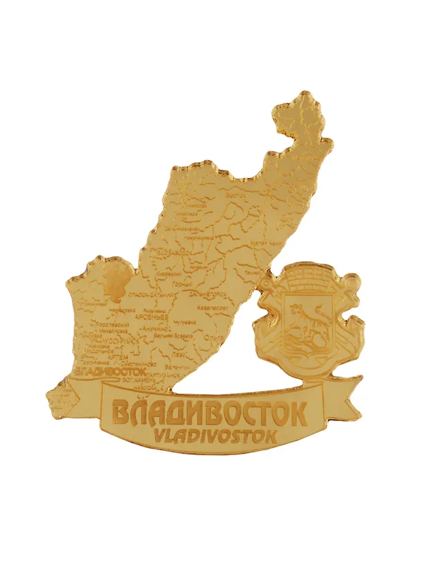 ГС Магнит Владивосток Карта Приморского края зеркальный золото (акрил) (7,5 см) 2699158 — 1