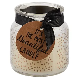 Свеча ароматическая белая с золотом с бантиком(6,5х6)(ПВХ бокс)