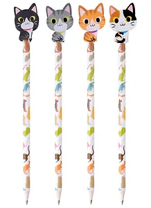 Карандаш School Tools, "Кот", чернографитный HB с ластиком, в ассортименте