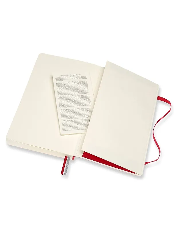 Книга для записей А5, 200 листов в линейку "Classic Soft Expanded Large", мягкая обложка, красный, резинка, 2 ляссе, Moleskine 255755 — 7