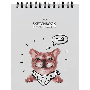 Скетчбук А6+ 125*160 40л "Привет" белый офсет, 100г/м2, тв.обложка, евроспираль