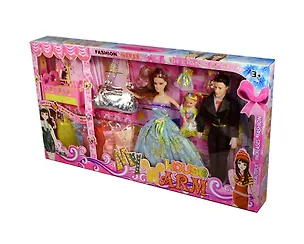 Куклы семья 3 шт (815A-1) (B974937) (9 платьев и аксессуары) (коробка) 2395024