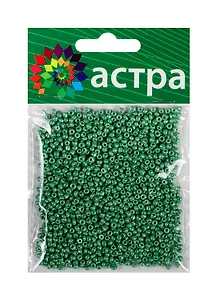01 Бисер Астра (127 св. зеленый/непрозрачный глянцевый) (675288) (11/0) (20гр.) (стекло) (упаковка)