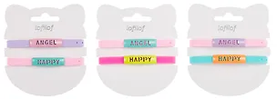Набор парных браслетов Angel, Happy (силикон) (12-04407-B76) (Lafilaf) 3048690