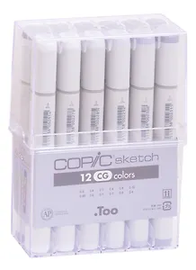 Набор маркеров Copic Sketch серые оттенки CG, 12 цветов