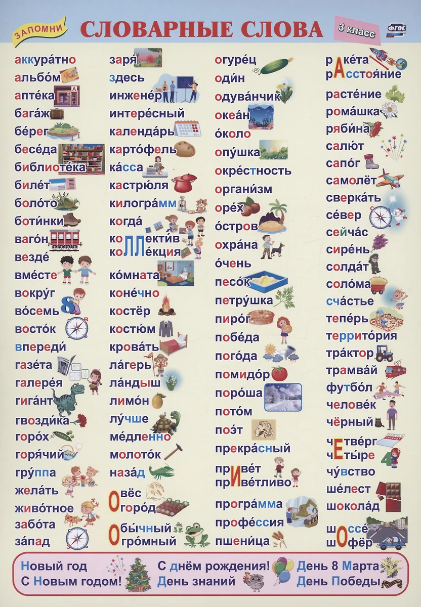 Учебный плакат. Словарные слова. 3 класс - купить книгу с доставкой в  интернет-магазине «Читай-город». ISBN: 468-0-08-832840-9