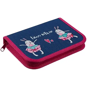 Пенал 1отд. " Танцующие зайцы" 19*13см, молния, лам.картон, люрекс