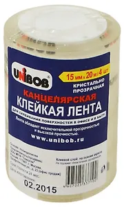 Лента клейкая 4шт, 15мм*20м, Unibob