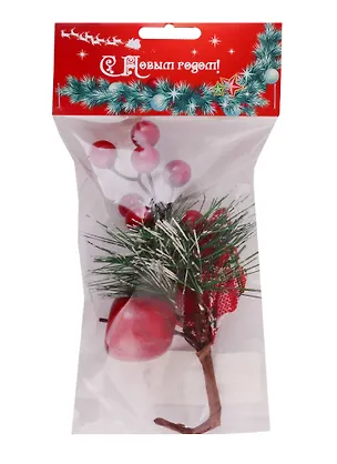 КТ Рождественский букетик с клетчатым бантом в пакете с хедером 2745387