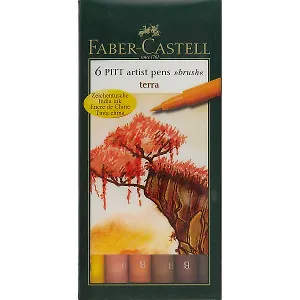 Ручки-кисточки капиллярные «Pitt», Faber-Castell, земля, 6 штук