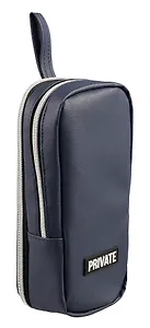 Пенал-косметичка 2 отделения "Private" синий, 21*9*8см, вертикальный