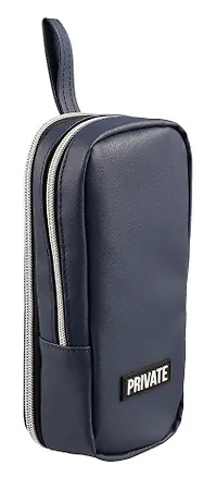 Пенал-косметичка 2 отделения "Private" синий, 21*9*8см, вертикальный 3009614