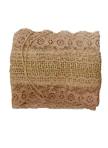 Тесьма джут с двойным кружевом, 9 см* 90 см, в пакете с подвесом, шоколад  (11-00530-26)