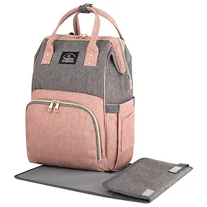 Рюкзак BRAUBERG MOMMY 40*26*17см. серый/розовый, коврик, крепления на коляску, термокарманы