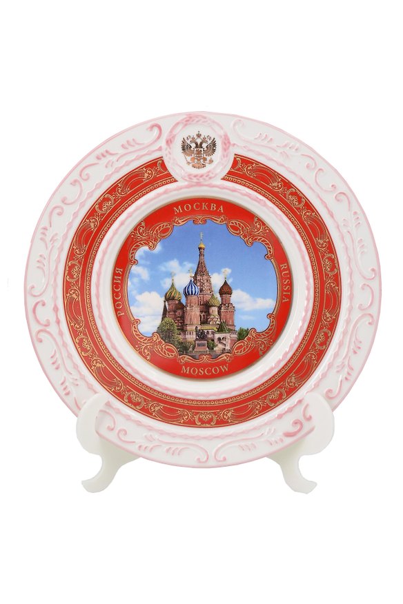 Тарелка декоративная с рельефом Москва красная (фарфор) (20см) (20-10-19) 3135336 — 1