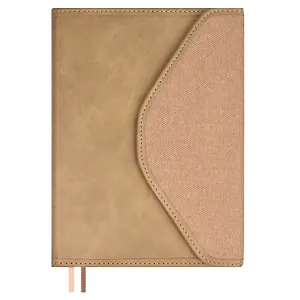 Ежедневник недат. А5+ 160л 155*220 "Пике" бежевый, кожзам, тв.переплет, метал.декор, тиснение фольгой, магнит.клапан, офсет, ляссе, подар.упаковка
