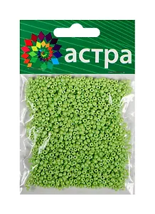 01 Бисер Астра (404 салат/непрозрачный радужный) (675288) (11/0) (20гр.) (стекло) (упаковка)