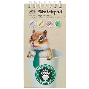 Скетчбук 105*210 80л "Деловой грызун" белый офсет, 120г/м2, спираль