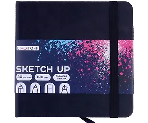 Скетчбук 140*140 80л "SKETCH UP. Черный" белый офсет 100г/м2, тв.подложка