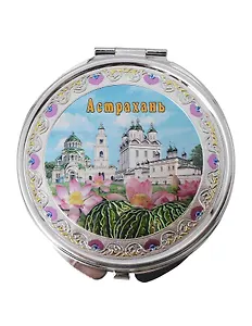 Зеркало орнамент Кремль,Коллаж (металл) (7см) (Астрахань) (317CHE-82K3)