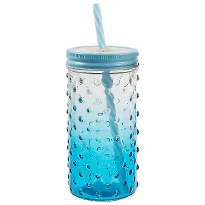 Баночка с крышкой для коктейлей с пупырышками градиент (стекло) (450мл)