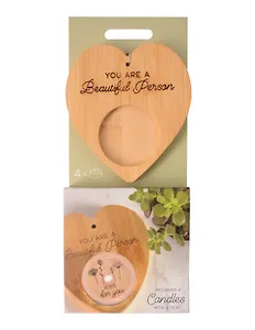 Набор чайных свечей с подсвечником Сердце Beautiful person (4 штуки)