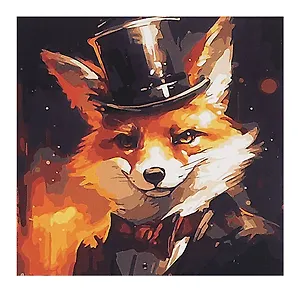 Холст с красками по номерам в коробке. "Стильные животные" Интеллигентный лис 30х30, 20 цветов